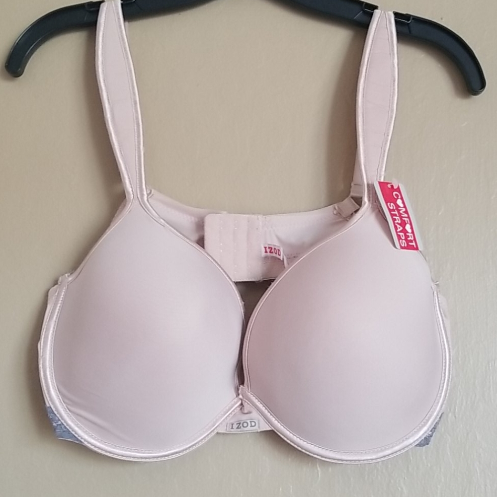 Izod 42D Bra Nude Grey Light Lace Comfort Straps
